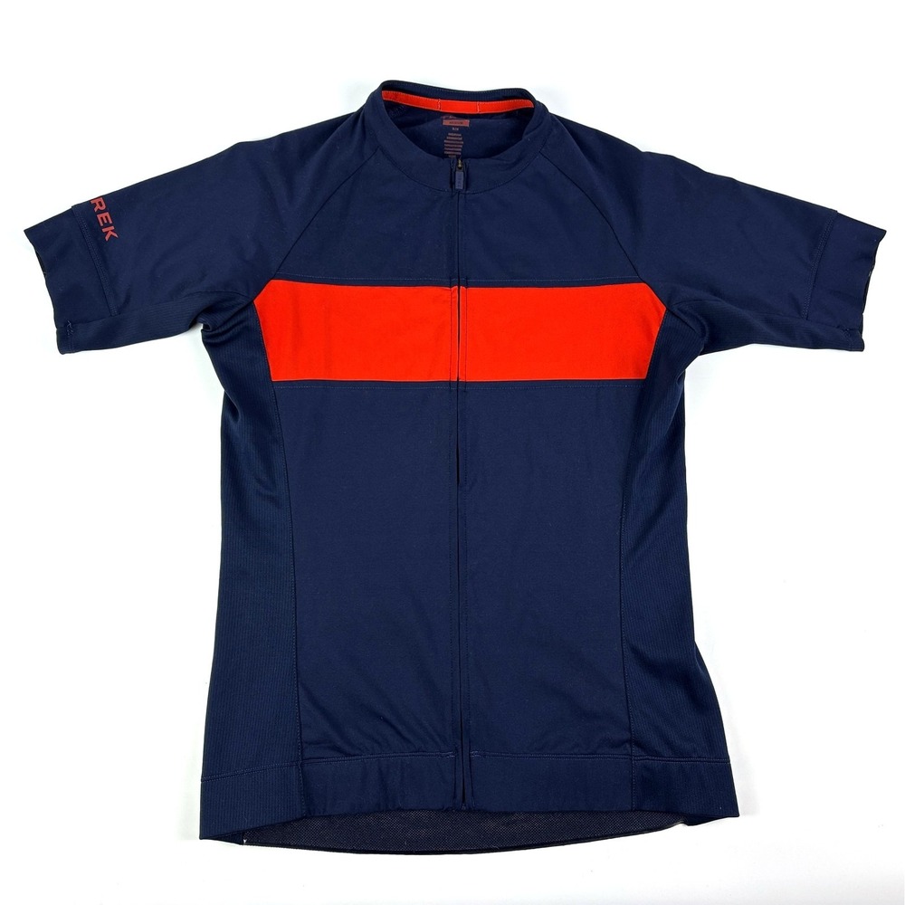 Trek Circuit LTD Cycling Jersey Womens‎ M Navy Blue Red UV 50 Fit Cut Silicone